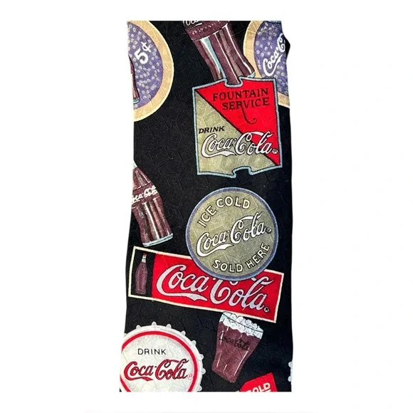 Vintage Coca-Cola Silk Tie Retro Soda Advertising Novelty Necktie Multicolor - Picture 6 of 8